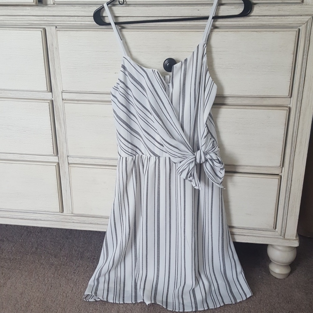 Black and white striped dress